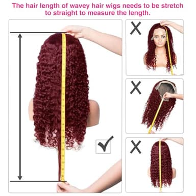 250% Density 99J Burgundy 13x6 Deep Wave HD Lace Front Wigs Human Hair for Women Glueless Burgundy Deep Curly Lace Frontal Wigs Brazilian Virgin Human Hair Wigs Pre Plucked with Baby Hair(#99j,30Inch) - Image 5