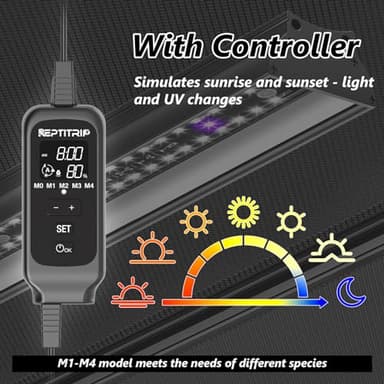 REPTITRIP 16-INCH LED UVB Light for Reptiles, LED Reptile Light Fixture Controller with Dimming and 4 UVI Modes, 14W Aluminum UVA UVB Lamp for Turtles, Snakes, and Bearded Dragons, 6500K - Image 3