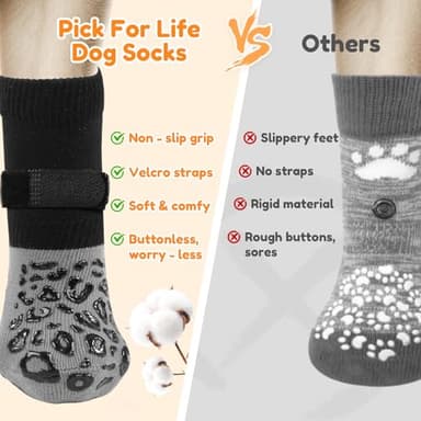 PICK FOR LIFE Non Slip Dog Socks with Grippers Prevent from Licking Paws,Anti-Slip Dogs Grip Socks for Senior Dogs on Hardwood Floor(Grey,2Pairs,L) - Image 4