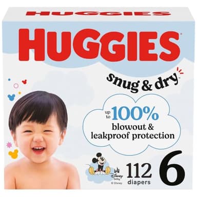 Huggies Size 6 Diapers, Snug & Dry Baby Diapers, Size 6 (35+ lbs), 112 Count, Packaging May Vary - Image 1