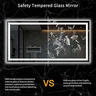 LOAAO 72X36 LED Bathroom Mirror with Lights, Anti-Fog, Dimmable, Backlit + Front Lit, Lighted Bathroom Vanity Mirror for Wall, Memory Function, Tempered Glass, ETL Listed - Image 7