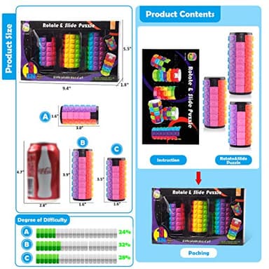 R.Y.TOYS Rotate and Slide Puzzle-Design Patent,Fidget Toys(Restore Order/Create Patterns) 8 Colors,4, 6 and 8 Layers-Detach Piece for Quick Play,Brain Teaser,Sensory Toy Gift,Easter Basket Stuffers - Image 5