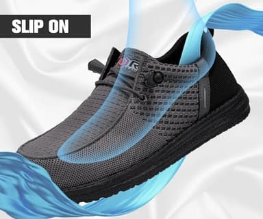 LARNMERN Slip On Steel Toe Shoes Men Lightweight Comfortable Lounging Walking Sneakers Safety Work Steel Toe Loafers (10.5 Men, Dark Gray) - Image 4