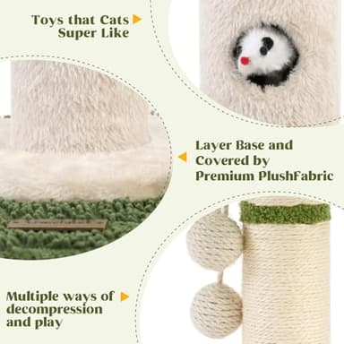35" Tall Cat Scratching Post Furniture Scratching Deterrent for Indoor Cats, Hanging Ball with Sturdy Large Scratch Pole Premium Sisal Rope Scratch Posts Kitten and Adult Cats - Image 8