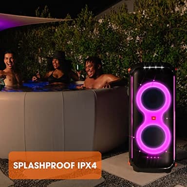 JBL PartyBox 710 -Party Speaker with Powerful Sound, Built-in Lights and Extra Deep Bass, IPX4 Splash Proof, App/Bluetooth Connectivity, Made for Everywhere a Handle Wheels (Black) - Image 5