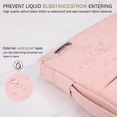 Voova 15.6-16 Inch Laptop Sleeve Carrying Case, Waterproof Computer Bag Cover Compatible with MacBook Pro 16 M3 M2 M1 Pro/Max 2023-2019, Dell XPS 15,15-16 Inch HP Lenovo Acer Asus Chromebook, Pink - Image 3