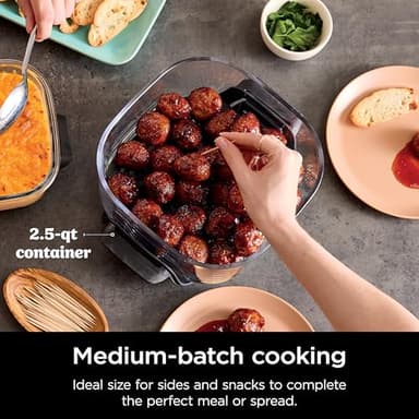 Ninja Crispi 5-in-1 Portable Glass Air Fryer, 4-QT, 2.5-QT & 6-Cup Glass Containers with Crisper Plates & Storage Lids, Microwave, Freezer & Dishwasher Safe, British Racing Green, FN103BF - Image 8