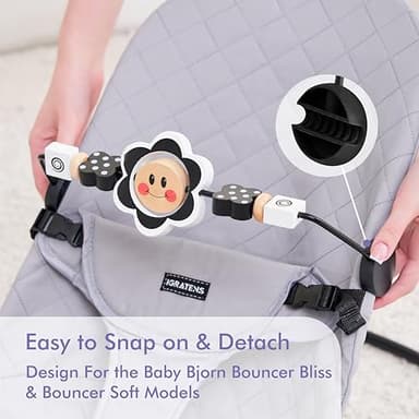 iGRATENS Baby Bjorn Bouncer Toy Bar, Toy Bar for Bouncer Balance Soft & Bliss, Easy to Attach and Remove, Child-Friendly Materials, Ideal for Baby, Black and White Toys - Image 6