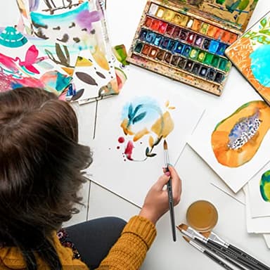 Watercolor Brushes Professional, Fuumuui 8Pcs Sable Paint Brush Set Variety Shapes with Flat, Round Pointed, Cat's Tongue Oval Wash Perfect for Watercolor Acrylic Gouache Inks Painting - Image 6