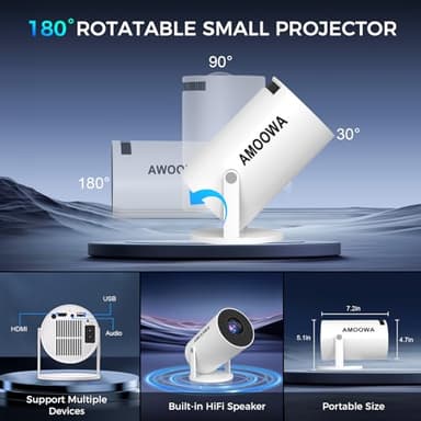 Portable 4K Mini Projector with WiFi and Wireless Bluetooth, Smart Proyector with Android 11, Projector with apps built in, 270° Rotatable, Auto Keystone,35"-130" Screen,Projector 4K Ultra HD - Image 5
