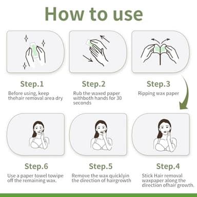 Wax Strips for Hair Removal - 98% Natural Formula for Sensitive Skin, Facial Hair Removal for Women - Gently and Quickly Removes Hair from Eyebrows, Lips, Body, Legs, and Bikini Line- Hypoallergenic - Image 3