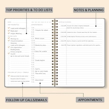 Undated Daily planner, Simplified To Do List Notebook with Hourly Schedule, Easily Organize Your Daily Tasks and Agendas, 5.5" x 8.2" - Silver - Image 4