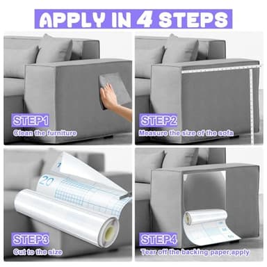 JINVOGREEN Cat Scratch Furniture Protector, 196.8" x 11.8" Couch Protector from Cat Claws, Thickened Transparent Self-Adhesive Furniture Protectors for Couch Protection from Cat Scratching - Image 8