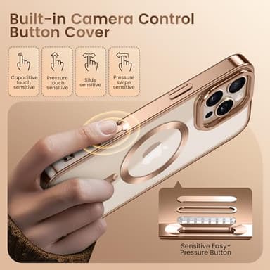 GolbinBox Magnetic for iPhone 16 Pro Case with Stand, [Compatible with MagSafe], Camera Control Capture Button, 16FT Military-Grade Protection, Shockproof Slim Phone Case 6.3"(Rose Gold/Clear) - Image 8