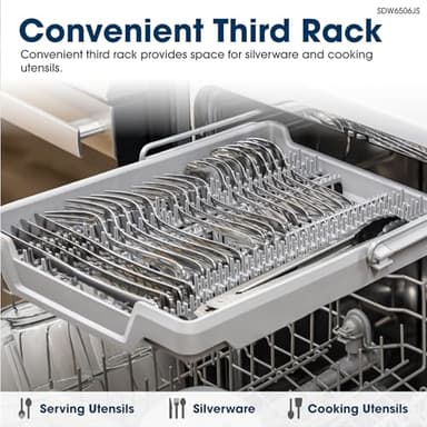 Sharp SDW6506JS 24-inch Stainless Steel Dishwasher, 49 dB, Third Rack, 12 Place Settings, Front Touch Controls - Image 3