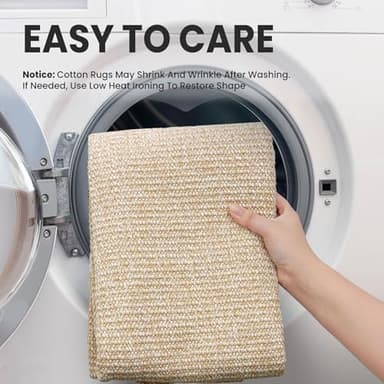 EARTHALL Washable Runner Rug 2x8 Ft Non Slip Runners for Hallways Cotton Rubber Backed Kitchen Runner Braided Indoor Floor Carpet Runners for Entryway, Hallway, Kitchen, Bedroom, Golden Beige/White - Image 5