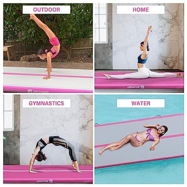 AKSPORT Gymnastics Air Mat Tumble Track Tumbling Mat Inflatable Floor Mats with Electric Air Pump for Home Use/Tumble/Gym/Training/Cheerleading/Parkour/Beach/Park/Water(Grey Pink,13ft) - Image 4