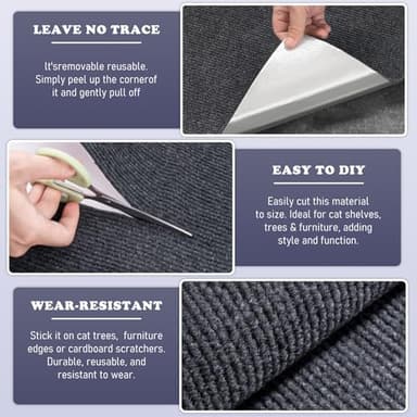 Cat Scratching Furniture Protector Self Adhesive Trimmable Protective Sofa Carpet Leather Furniture Pad Replacement for Cat Tree Shelves DIY Pet Scratch Protector (Khaki, 15.7"x78.7") - Image 6