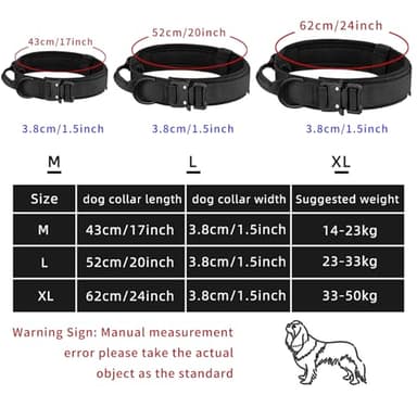 Tactical Dog Collar, Adjustable Nylon Dog Collar with Control Handle，Tactical Collar with Metal Buckle for Medium and Large Dogs(Green,L) - Image 3