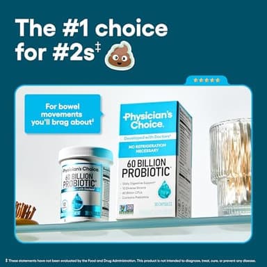 Physician's CHOICE Probiotics 60 Billion CFU - 10 Strains + Organic Prebiotics - Immune, Digestive & Gut Health - Supports Occasional Constipation, Diarrhea, Gas & Bloating - for Women & Men - 60ct - Image 4