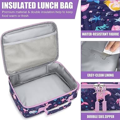 Fimibuke Kids Bento Lunch Box with 4 Compartments, Insulated lunch Bag, Stainless Steel Insulated Water Bottle, Ice Pack & Utensils Set, Birthday Gifts for Ages 3-12 Back to School Toddler Girls Boys - Image 7