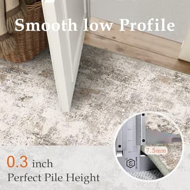 WondRg 8x10 Washable Area Rug Brown Grey Abstract Living Room Bedroom Carpet Neutral Modern Non Slip Soft Low Pile Indoor Large Throw Rug for Dining Room Office - Image 7