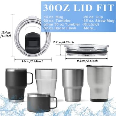 2Pcs 30oz Yeti Tumbler Lids, Replacement Yeti Tumbler Lids with Magnetic Slider Switch, for 30 oz Tumbler, 14 oz Mug 35oz Straw Mug, Spill Proof Coffee Cup Cover Lids, BPA Free - Image 2