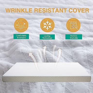 Dyonery 4.5 Inch Memory Foam Mattress Replacement with Fiberglass-Free Fabric and Washable Cover for Sleeper Sofa and Couch Beds, Full Size, White - Image 5