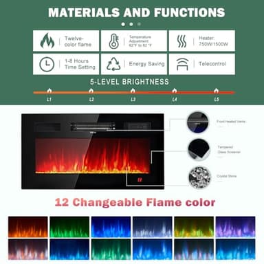 oneinmil Fireplace TV Stand with 36" Electric Fireplace,LED Light Entertainment Center,2 Tier TV Console Stand for TVs Up to 80",Fireplace for The Living Room TV Stand,White - Image 5