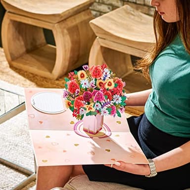 Paper Love HugePop 3D Harmony Bouquet Pop Up Card, with Detachable Paper Flower Bouquet, for Birthday, Anniversary, Wedding, All Occasions - Jumbo 10" x 14" Cards - Includes Envelope and Note - Image 4