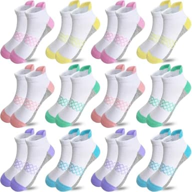JAMEGIO Girl Socks 12 Pairs Girls Ankle Sock Athletic Running Low Cut Sock(10-14 Years) - Image 1