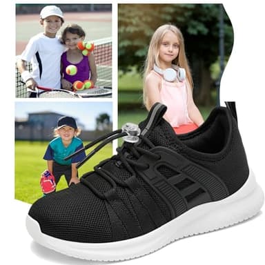 TOTOMONA Running Shoes for Girls Boys Toddler Sneakers Non Slip Breathable Kids Tennis Shoes Comfortable Black Size Big Kids 4 - Image 6