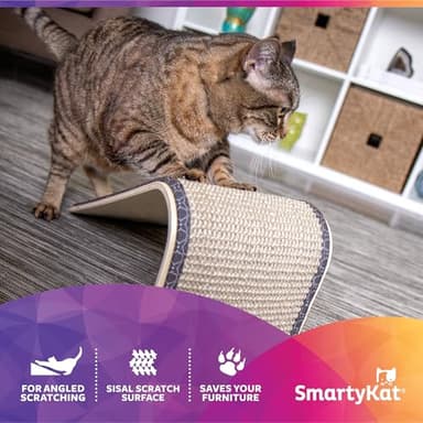 SmartyKat Sisal Angle Ramp Cat Scratcher for Indoor Cats & Kittens, Durable Sisal & Wood Scratching Pad, Includes Catnip, Gray/Taupe - Image 2