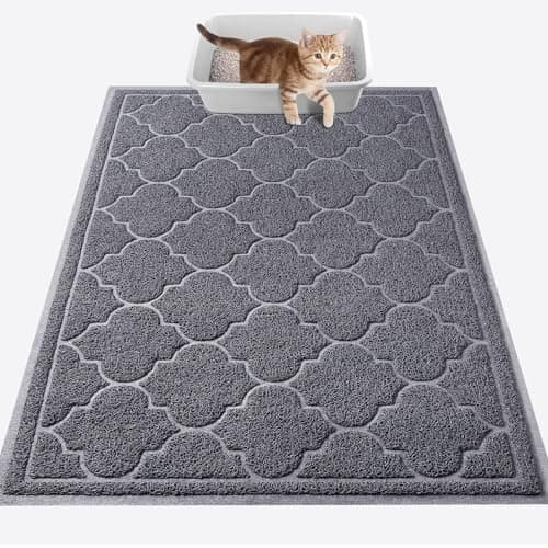 LuxStep Cat Litter Mat Litter Trapping Mat, 23x35 Inch Waterproof and Non-Slip Mat for Clean Floors, Large Litter Pad for Indoor Cat Supplies and Essentials, Grey - Image 1