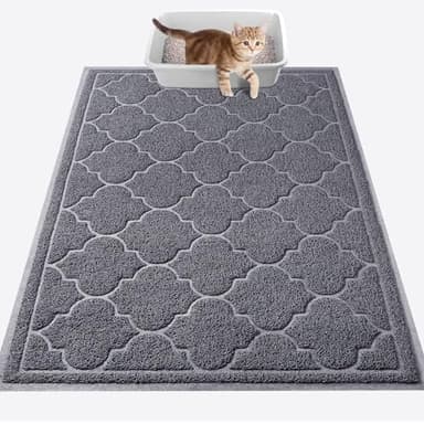 LuxStep Cat Litter Mat Litter Trapping Mat, 23x35 Inch Waterproof and Non-Slip Mat for Clean Floors, Large Litter Pad for Indoor Cat Supplies and Essentials, Grey - Image 1