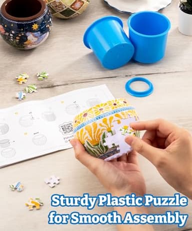 PieceRelax 3D Puzzle Planter 80 Pieces - Flower Pot - Dancing Leaves in Fall, Home Decor Flower Pots for Indoor Cactus, Succulents Pots [K1108] - Image 4