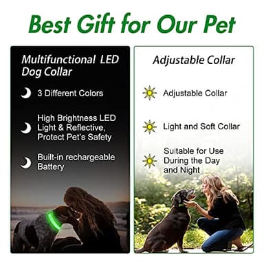 LED Dog Collar - Light Up, Waterproof, Adjustable Flashing, Rechargeable Visibility & Safety for Dogs (Green, Large) - Image 6