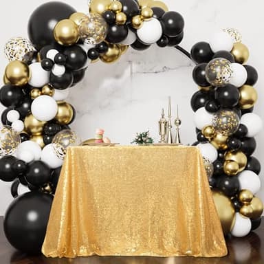 PartyDelight Sequin Tablecloth Sparkly Gold 50"X80" Rectangle for Wedding Party Christmas Decorations - Image 7