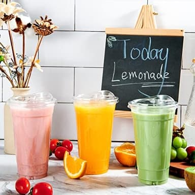 Lilymicky 60 PACK 24 oz Clear Plastic Cups With Strawless Sip Through Lids, Disposable, for Ice Coffee, Smoothie, Slurpee, or Any Cold Drinks - Image 5