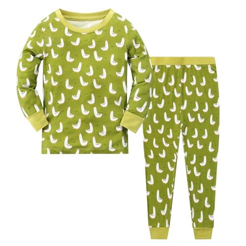 JunNeng Bamboo Viscose Toddler Pajamas, Baby Boys Girls Pjs Sets, Kids Snug-Fit Long Sleeve Sleepwear, Grass Green Duck 2-3 Years - Image 1