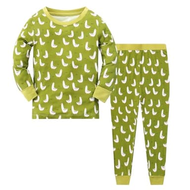 JunNeng Bamboo Viscose Toddler Pajamas, Baby Boys Girls Pjs Sets, Kids Snug-Fit Long Sleeve Sleepwear, Grass Green Duck 2-3 Years - Image 1