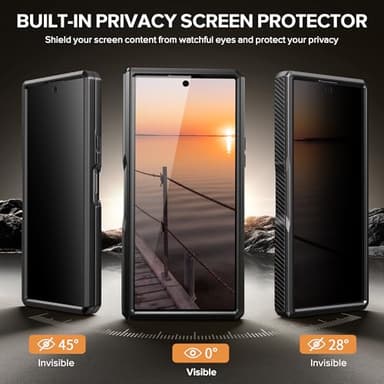 TONGATE for Galaxy Z Fold 7 Case with Privacy Screen Protector, [Compatible with MagSafe][Anti Spy] Shockproof Phone Case, Built-in Stand & Belt Clip & Hinge Cover for Samsung Z Fold 7 2025 8", Black - Image 3