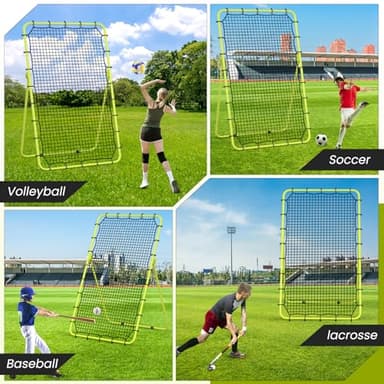 CHAOBING 7x4 FT Volleyball Rebounder Net, 5-Angle Adjustable with Steel Frame & High-Tension PE Netting, for Lacrosse, Baseball, Soccer Practice Perfect for Setting, Spiking, and Bumping (Green) - Image 6