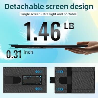 Laptop Screen Extender Dual Monitor - 15.6" Portable Monitor 85% NTSC IPS 1080P FHD Detachable Screen Extended Extra USB-C/HDMI Port Compatible with Wins Mac Dex Chrome Fits 13"-17" Laptops - Image 6