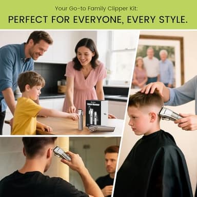 SUPRENT Low Noise Hair Clippers for Men Easy-Clean Waterproof Clippers, Cordless Clippers & Trimmers Set for Family Grooming - Image 7