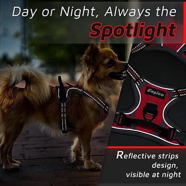 Eagloo Small Dog Harness No Pull, Service Vest with Reflective Strips and Control Handle, Adjustable and Comfortable for Easy Walking, No Choke Pet Harness with 2 Metal Rings, Red, XS - Image 8