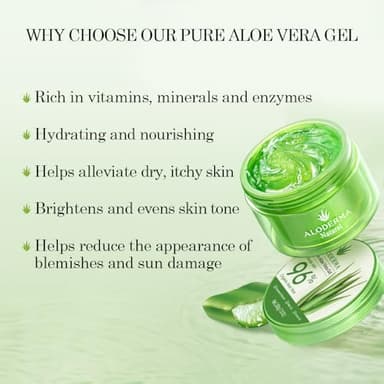 Aloderma Organic Aloe Vera Gel for Face & Body, 96% Pure Aloe Gel Made within 12 Hours of Harvest, Ideal for Skin, Scalp, & Hair Hydration, Calming Moisturizer for Soothing After Sun Care, 7.05oz - Image 3