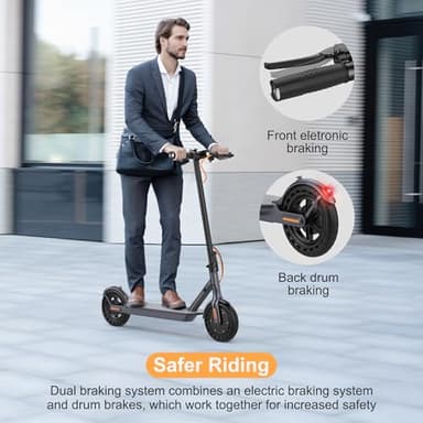 Electric Scooter, 8.5" Tires, 19 Max Speed, 21 Miles Max Range, Lightweight Foldable Kick Scooter with Dual Braking (21Miles-350W-Gray) - Image 3