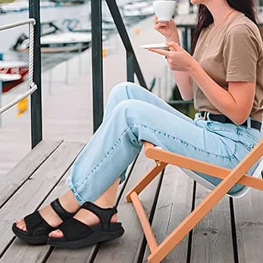 ONCAI Walking Sandals Women,Arch Support Hiking Sandals for Women 2025 with Orthotic Outdoor Plantar Fasciitis,Water Athletic Platform Sandalias Mujer with Adjustable Straps Black Size 9 - Image 7