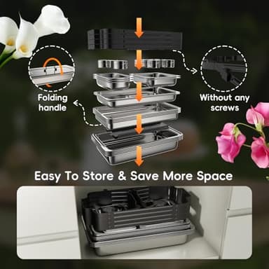 sifer Chafing Dishes for Buffet 9Qt 4 Pack [Multi-Size Food Pans] | Chafing Dishes with 80% Faster [Screwless Installation] and Stacking Design [Easy Storage] for Fathers Day Party/Wedding, Black - Image 5